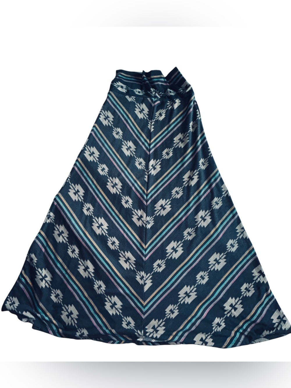 Massimo Navy Blue Maxi Skirt with White Geometric Print